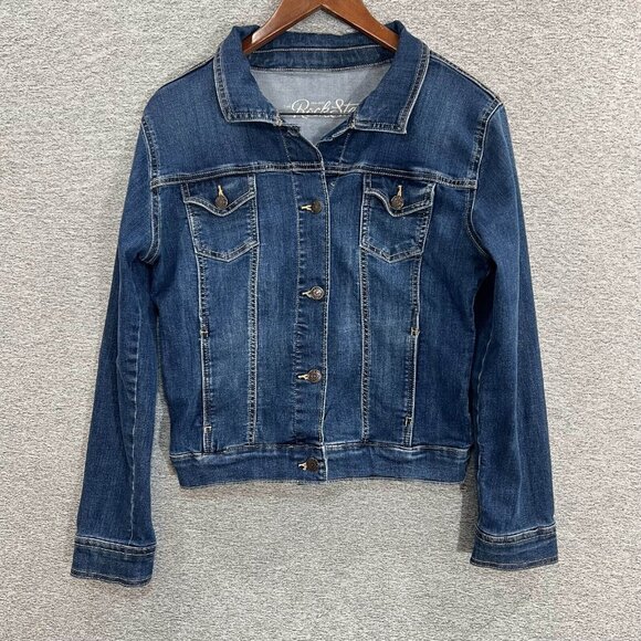 Old Navy Jean Jacket Women Size M Blue Medium Wash Button Up Denim Cotton - Picture 13 of 14